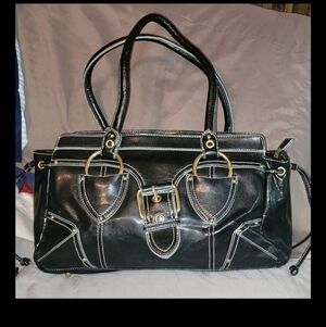 NWOT WOMENS Black Shoulder Bag or CROSSBODY with Gold Buckles Bought At Macys